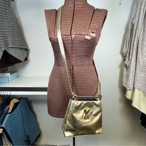 Vintage 90's Paloma Picasso Gold Italian Leather Convertible Crossbody Bag